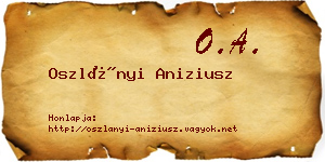 Oszlányi Aniziusz névjegykártya